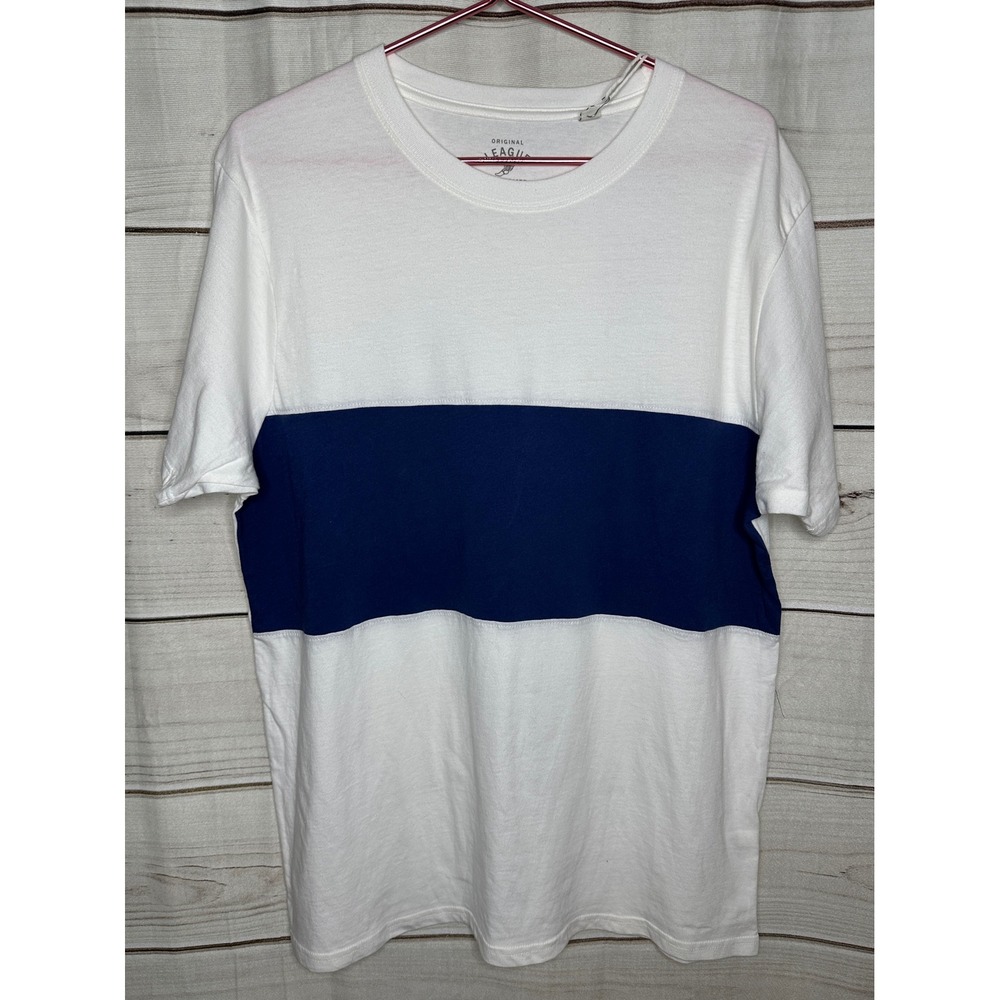 League Collegiate Outfitters T-Shirt Mens Large White Navy Colorblock Cotton NWT